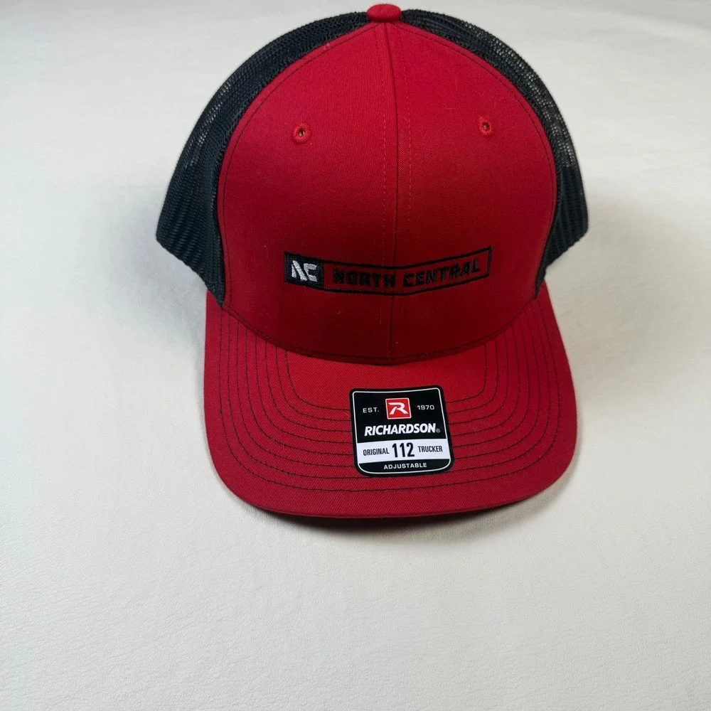 Richardson 112 Trucker Hat Red Black North Central NC Embroidered Snapback Cap